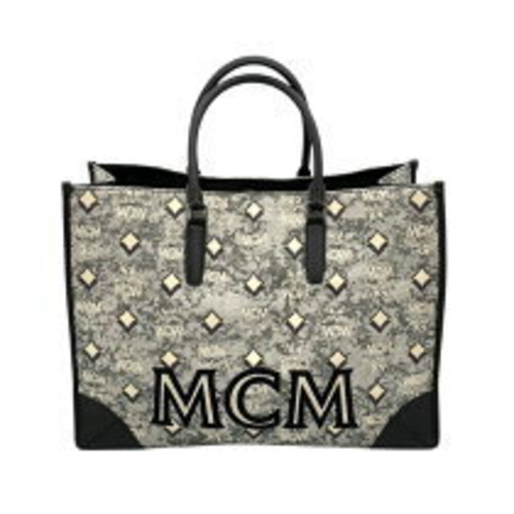 MCM Munich Tote Bag Gray Monogram Jacquard